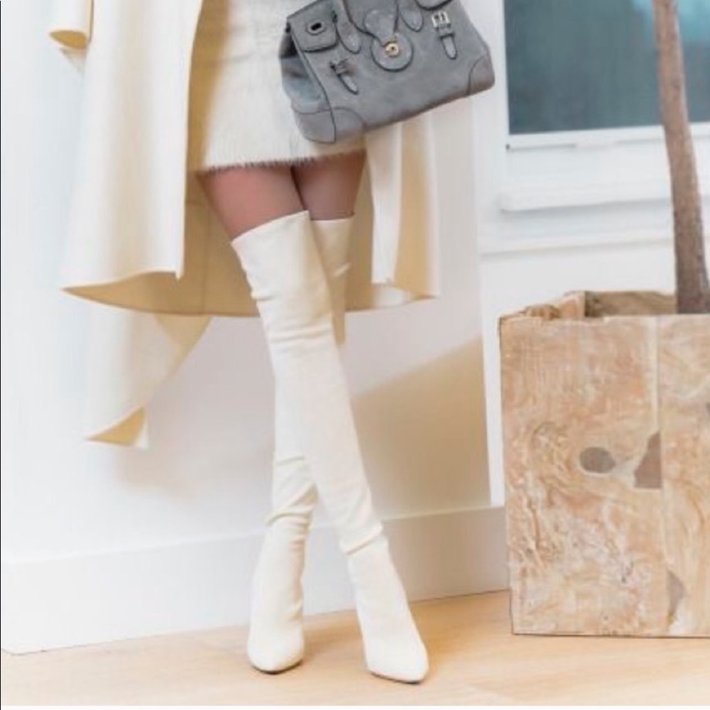 NIB Blush Low Kitten Heel Over The Knee Boots